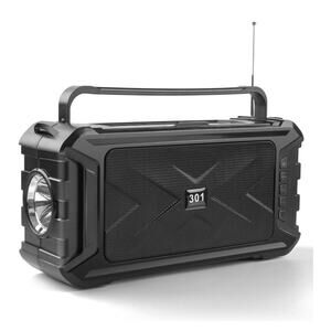 Portable Bluetooth Speaker w/Solar Charge, Wireless w/Outdoor Emerg. Flashlight